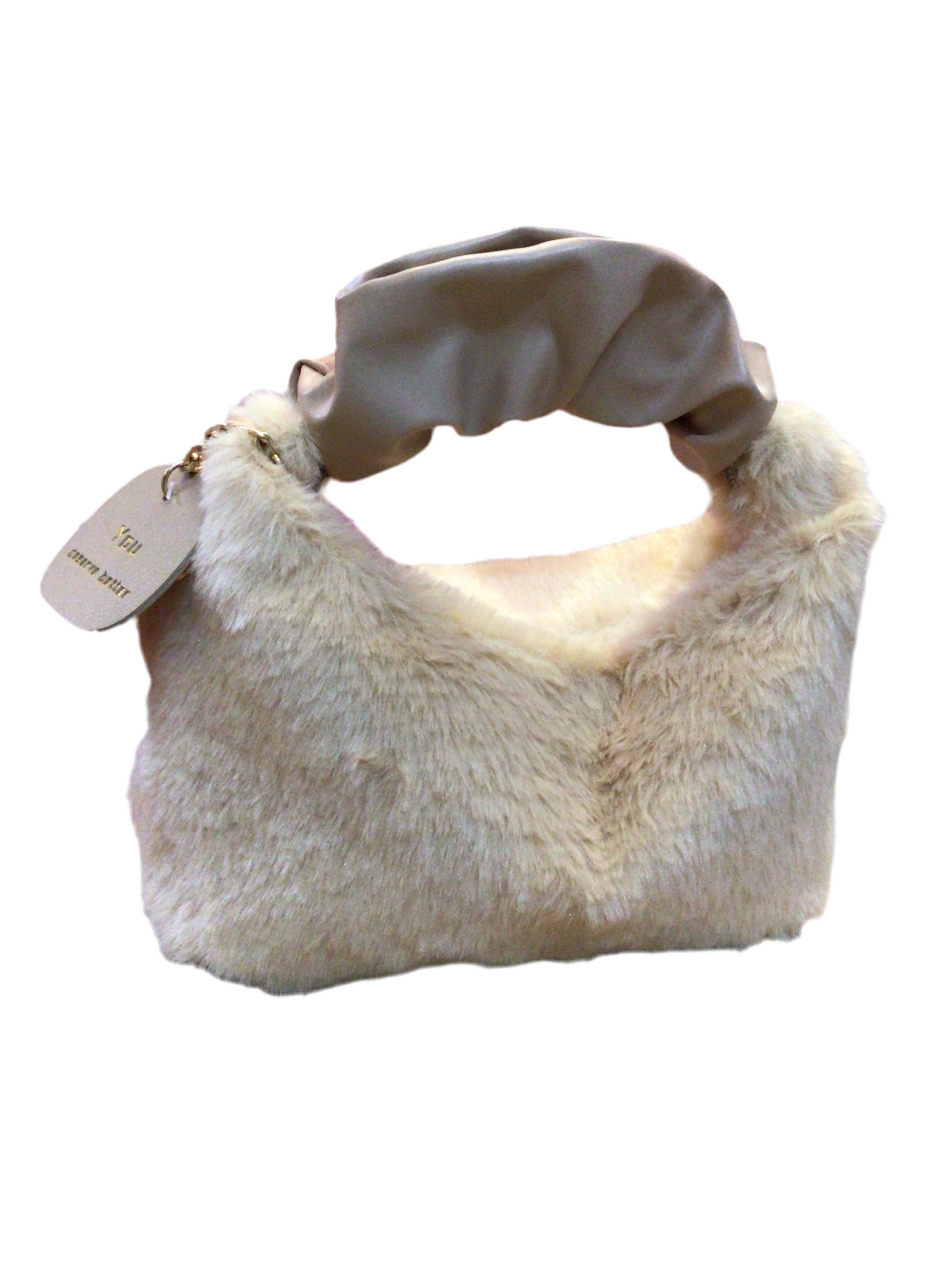 Small faux fur bag in sandy