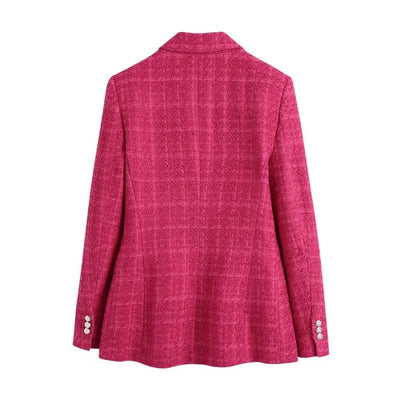 Tweed Fushcia Pink Blazer- Silver Buttons