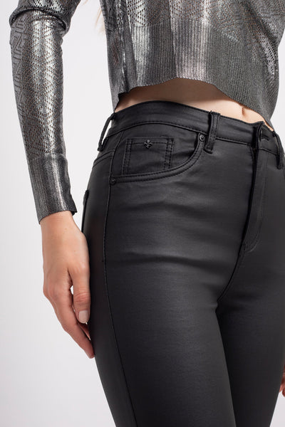 BLACK LEATHER STYLE JEAN JEGGING