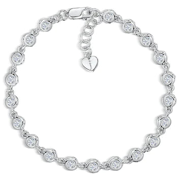 Jools Sterling Silver And Cubic Zirconia Rub Over Style Bracelet