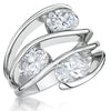 Jools size J Sterling Silver Chunky Ring Set with Three Offset  Oval Cubic Zirconia Stones