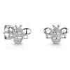 Jools Silver Bee Stud Earrings Set With Cubic Zirconia Stripes