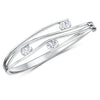 Jools Sterling Silver Bangle Set With Three Cubic Zirconia Oval Stones