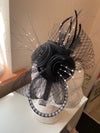 Black fascinator with pearl detail