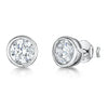 Jools Silver Sterling Solitaire Studs Rub Over Set With Cubic Zirconia Stones