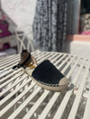 BLACK ANKLE STRAP FAUX SUEDE ESPADRILLE SANDALS