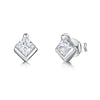 Jools Sterling Silver and Cubic Zirconia Square Stud Earrings With A Silver Edge Setting