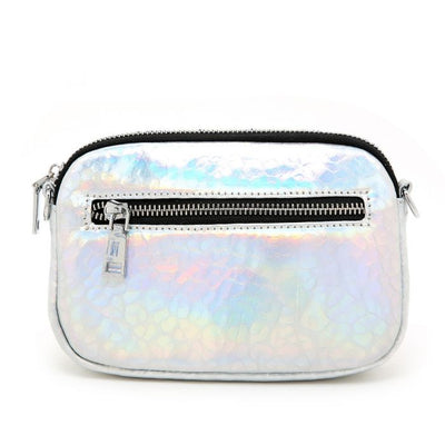 Genuine leather bag in shimmery  Silver