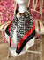 Inspired scarf- F Print Cream and Black with Red and Black Border