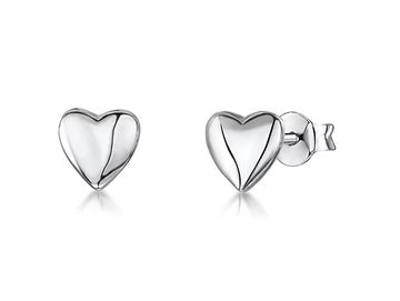 Jools Sterling Silver Plain Heart Stud Earrings