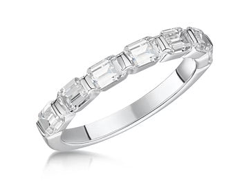 Jools Sterling Silver And Cubic Zirconia Emerald Cut Half Eternity Ring