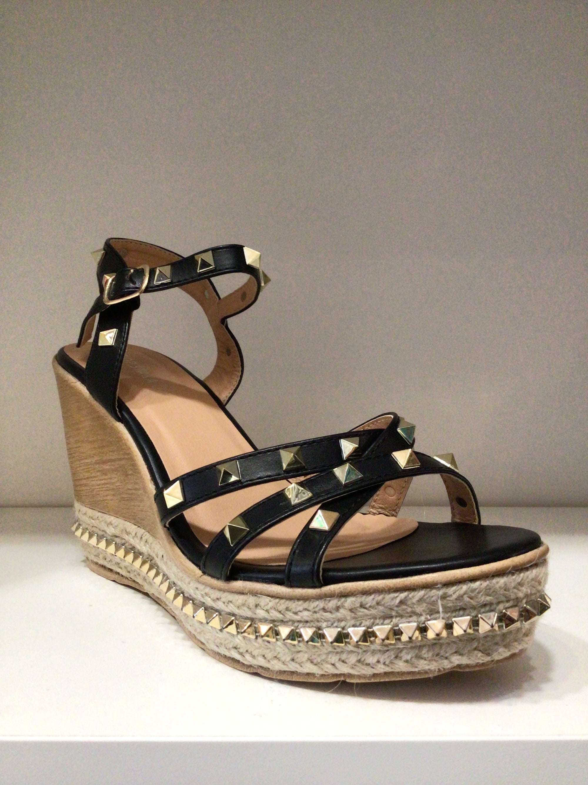 Black studded wedge deals sandals