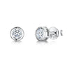 Jools Silver Sterling Solitaire Studs Rub Over Set With Cubic Zirconia Stones