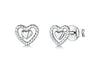 Jools Sterling Silver Plain Open Heart Stud Earrings With A Woven Heart Surround Finish