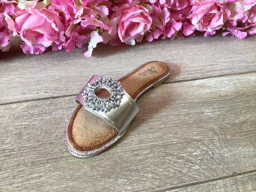 Silver diamonte flat sandal