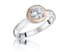 Jools Sterling Silver Ring With A Rose Gold Surround And Cubic Zirconia Centre Stone