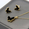 Butterfly Necklace & Earrings set Black