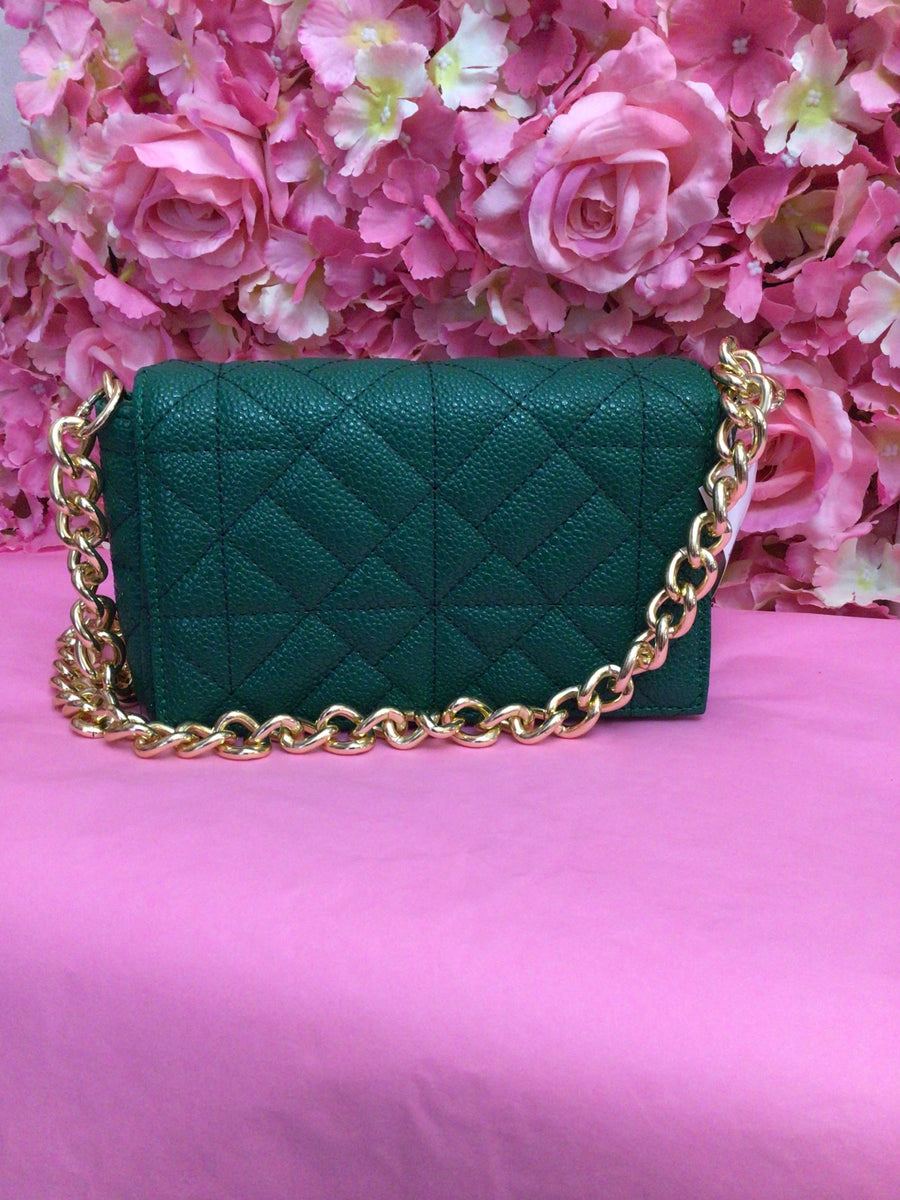 Emerald green mini shoulder bag with chunky chain strap